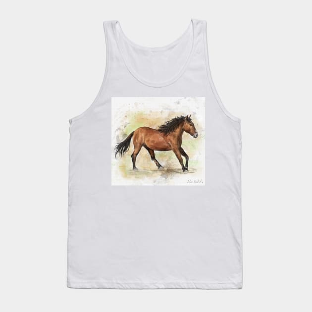 Painting of a Gorgeous Brown Mustang Horse Running Tank Top by ibadishi